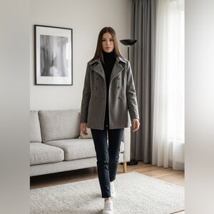 Marc Jacobs Wool Double Breast Peacoat Buttons Gray Womens Size M